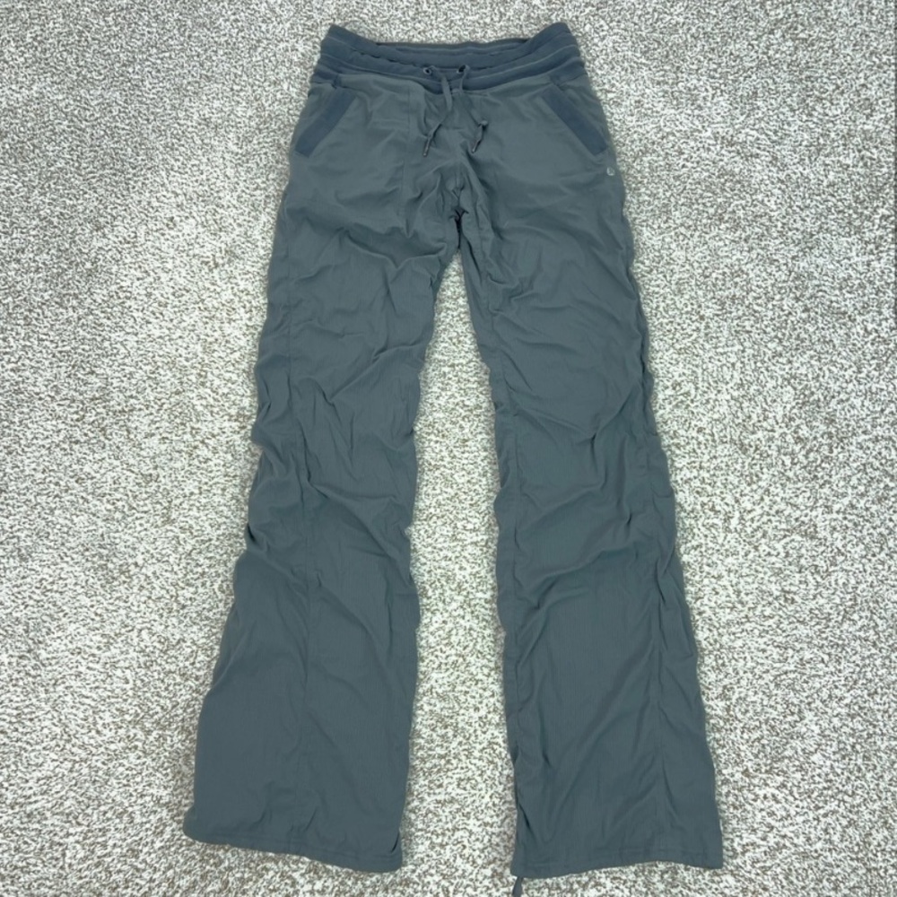 Lululemon Pants Womens 6 Gray Striped Track Pants Elastic Waist Gym Workout